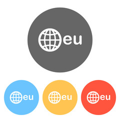 Poster - domain, European identity, globe and eu. Set of white icons on c