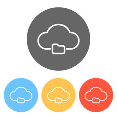 Poster - outline simple cloud and folder. linear symbol with thin outline