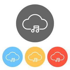 Poster - Cloud music library, striming. Simple linear icon with thin outl