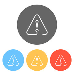 Poster - exclamation mark in warning triangle. linear symbol with thin ou
