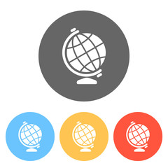 Poster - Simple globe symbol. Set of white icons on colored circles