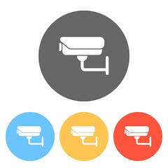 Poster - Security camera. Technology icon. Set of white icons on colored
