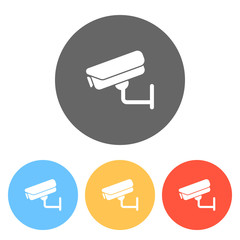Poster - Security camera. Technology icon. Set of white icons on colored