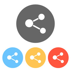 Poster - Simple share icon. Set of white icons on colored circles