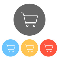 Poster - Shopping cart icon. Simple linear icon with thin outline. Set of
