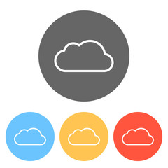 Poster - Simple cloud. Linear symbol with thin outline. Set of white icon