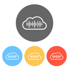 Poster - Simple icon with cloud and sound equalizer wave. Thin outline. S