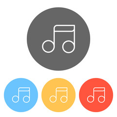Poster - Simple music note. Linear icon, thin outline. Set of white icons