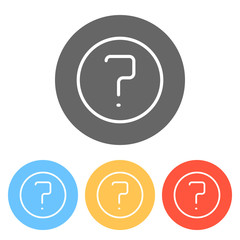 Poster - Simple question in circle. Linear, thin outline. Set of white ic