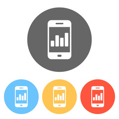 Poster - Finance graphic, mobile phone. Set of white icons on colored cir