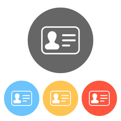 Poster - Identification card icon. ID profile. Set of white icons on colo