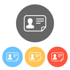Poster - Identification card icon. ID profile. Set of white icons on colo
