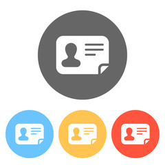 Poster - Identification card icon. ID profile. Set of white icons on colo