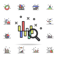 Poster - magnifier and diagram colored icon. Business charts icons universal set for web and mobile