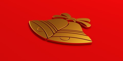 Wall Mural - golden christmas bells. 3d render illustration