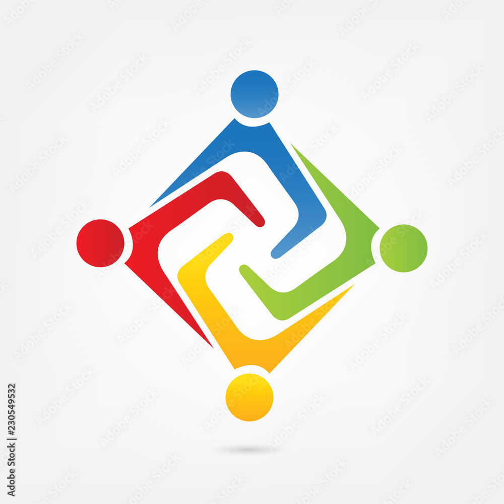 Logo teamwork people holding hands icon id card business Stock Vector ...
