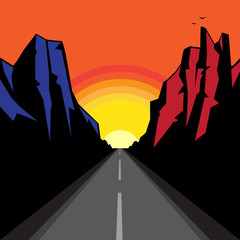 Wall Mural - Mountains road landscape