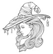 Beautiful witch in a hat