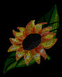 Embroidery sunflower. Vector illustration