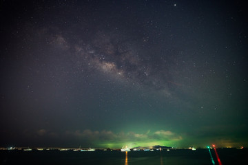 Big tree with milky way background 