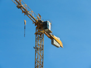 Yellow crane in construction site