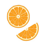 Fototapeta Dinusie - Orange isolated and half cut orange. Vector