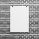 Fototapeta Tematy - Blank white paper sheet raw brick wall background vector illustration