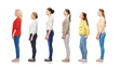 © Syda Productions - diversity and people concept - group of happy women standing in queue, isolated on white