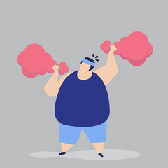 Poster - Man weightlifting a fried chicken drumstick illustration