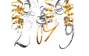 Wall Mural - Gold and silver 2019 numbers hanging on serpentines
