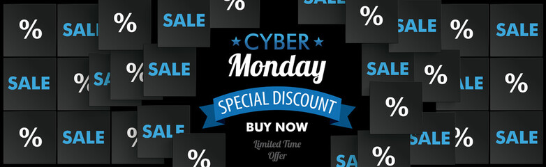 Canvas Print - Black Squares Hole Cyber Monday Sale Percents Header
