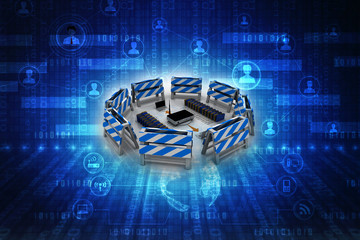 Poster - 3d rendering Transmitter wi-fi modem with folder