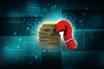 Poster - 3d rendering file folder with question symbol
