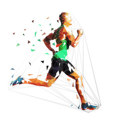 Wall Mural - Running man, low polygonal geometric vector illustration. Run, sprinting athlete