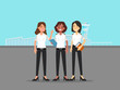 Set of 3 female airplane pilots