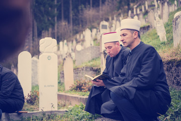 quran holy book reading by imam  on islamic funeral