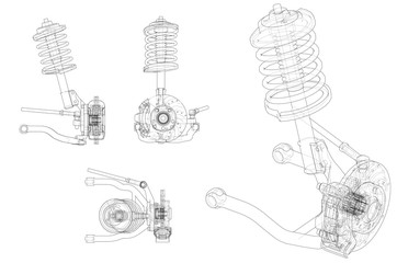 Aufkleber - Car suspension with shock absorber