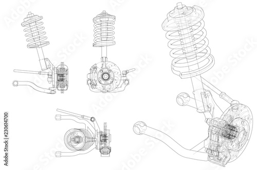 Fotomural Car suspension with shock absorber