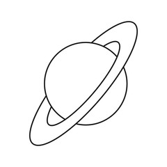 Planet saturn black stroke symbol on white background