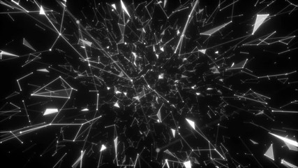 Poster - Fly through abstract 3D rendering of a scientific technology data binary code network conveying connectivity, complexity and data flood of modern digital age. Seamless loop.