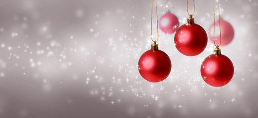Wall Mural - collection of christmas baubles on a shiny light background