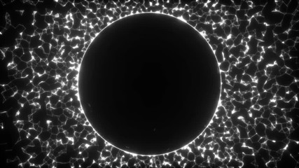Poster - Black sun, star, hole.3D Futuristic abstract background. Motion graphic for abstract data center, server, internet, speed. Seamless loop .