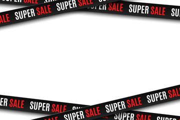black ribbons for super sale isolated on white background. stripes for your design. big sale. graphi