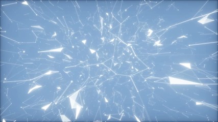 Poster - Distortion of space saturated with particles.Data Stream Blockchain Network. Futuristic background. Seamless loop.