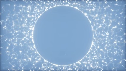Poster - The generator of attention. Solar disk with connectors.Fly through abstract 3D rendering of a scientific technology data binary code network conveying connectivity, complexity and data flood of modern