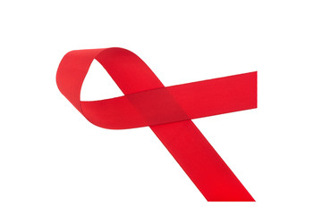 Aids awareness red ribbon isolated on white background