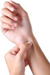 female hands make acupressure on the wrist