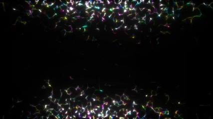 Poster - Rainbow thunderstorms at the top and bottom of the screen.Abstract technology background. Growing network connections. Chaotic particles and lines. Applicable for technology, communication, social