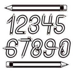 Poster - School theme, pencils design numbers, best for use in logotype design for drawing art class.