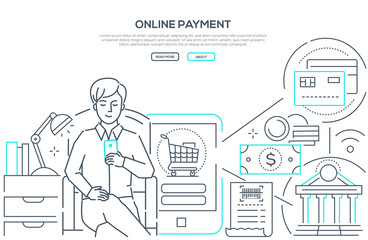 Wall Mural - Online payment - modern line design style web banner